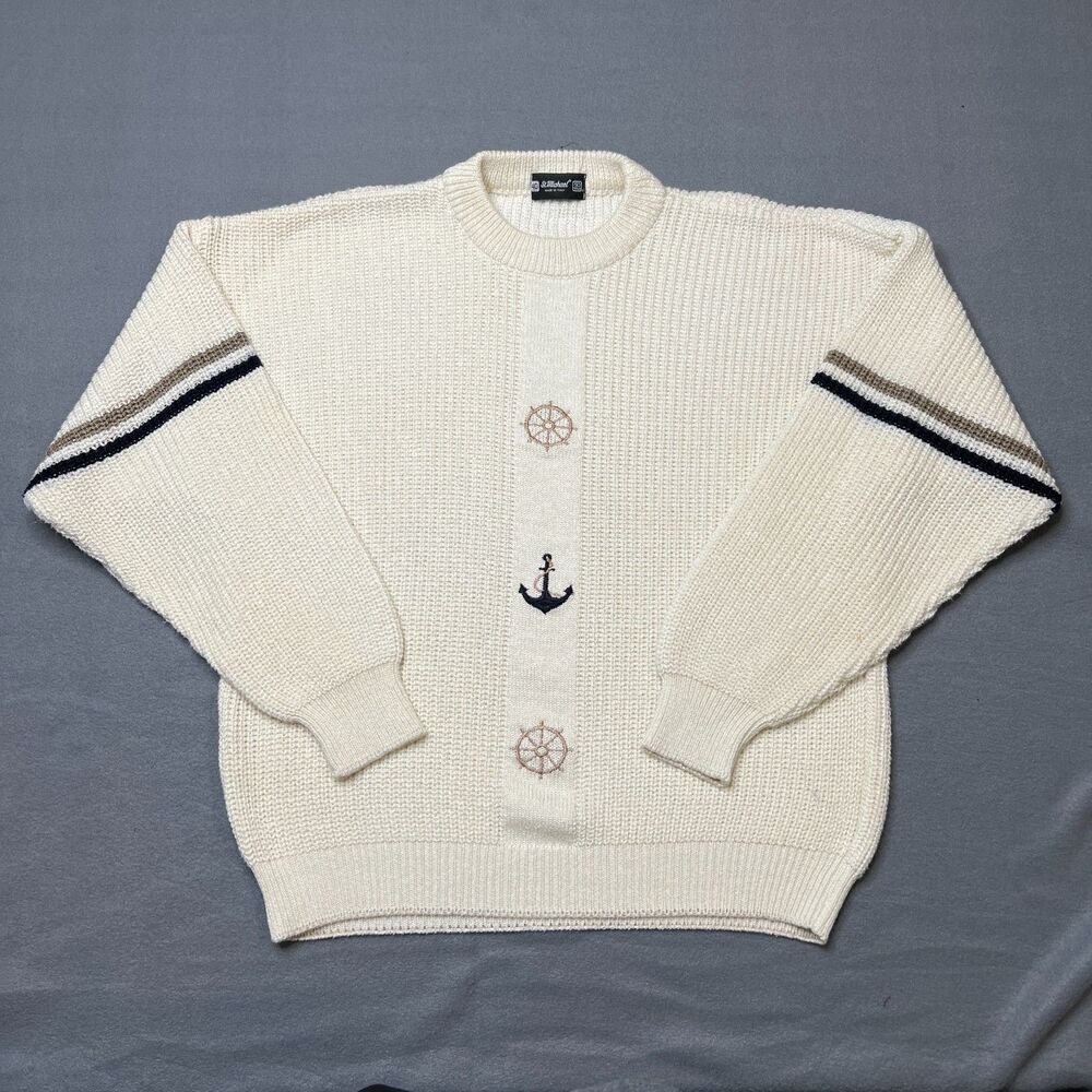 Vintage St Michael Sweaters Mens XL Beige Long Sleeve Crew Neck Knitted Pullover